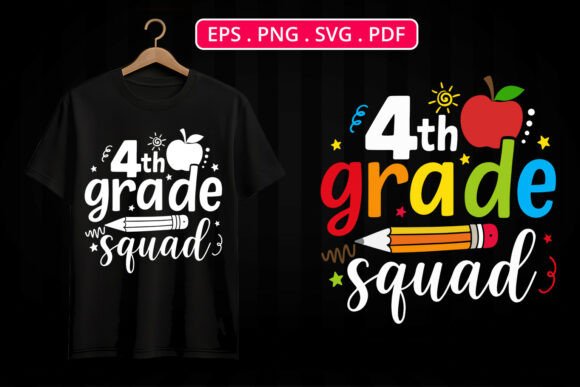 4th Grade Squad Back to School Teacher T-Shirt Design: A Perfect Addition to Your POD Store