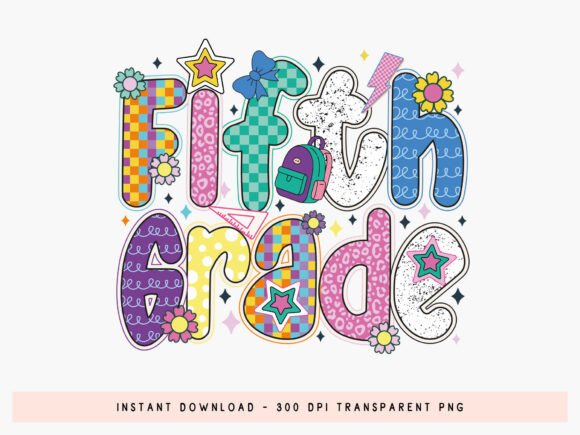 Fifth Grade - Back to School Preppy PNG: A Digital Asset for Creative Entrepreneurs and Designers