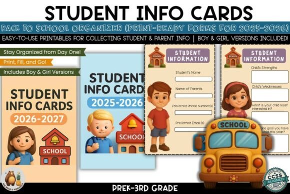 Student Info Cards – Back to School