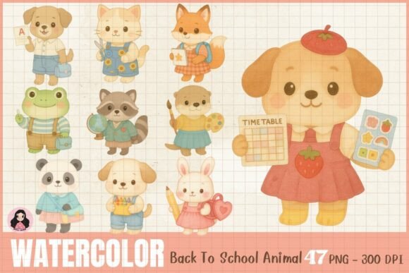 Watercolor Back to School Animal Clipart: A Versatile Resource for Creative Projects